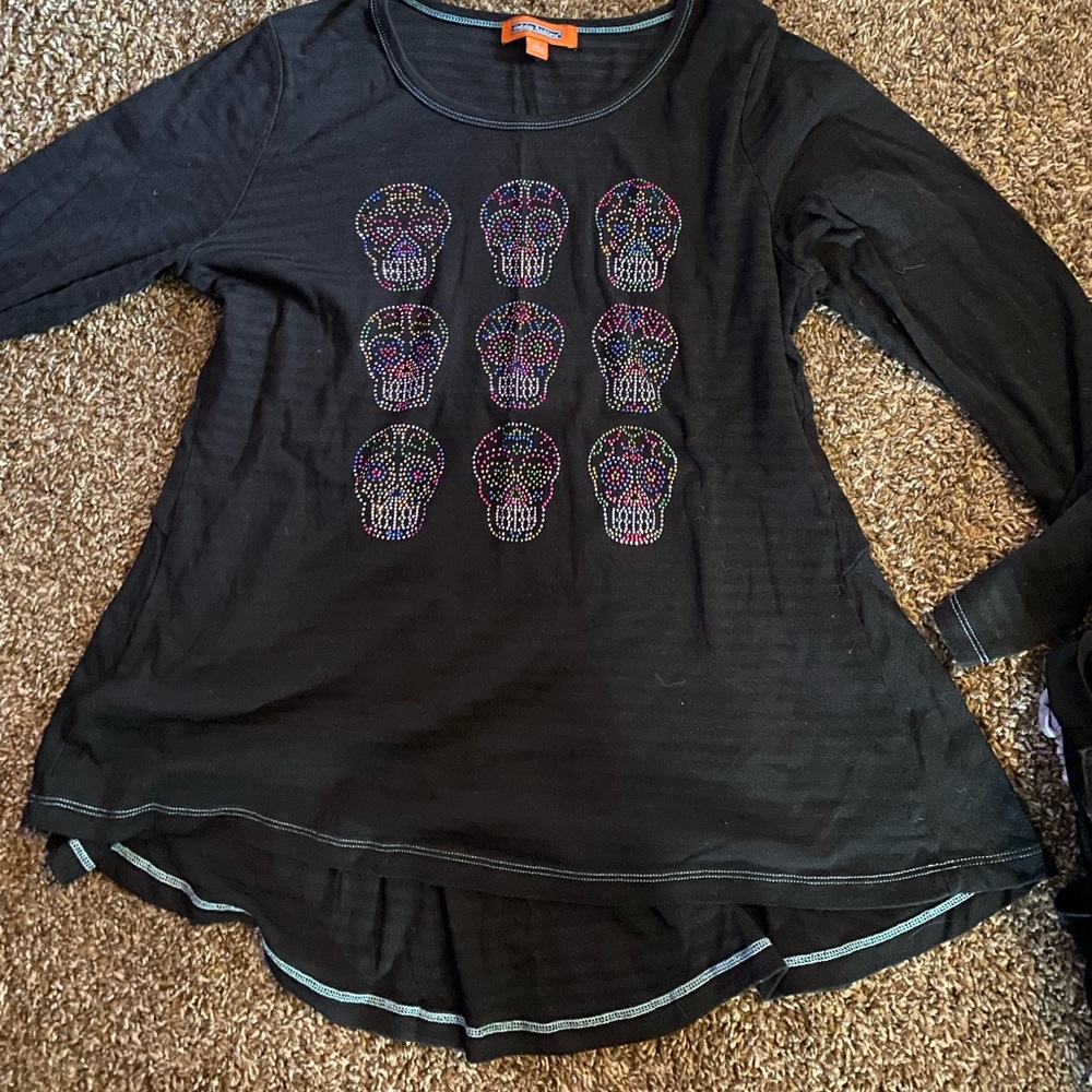 Striped Sugar Skull Long Sleeve